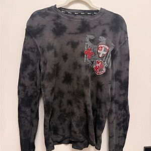 Black and Gray Long Sleeve Shirt with Red Crest